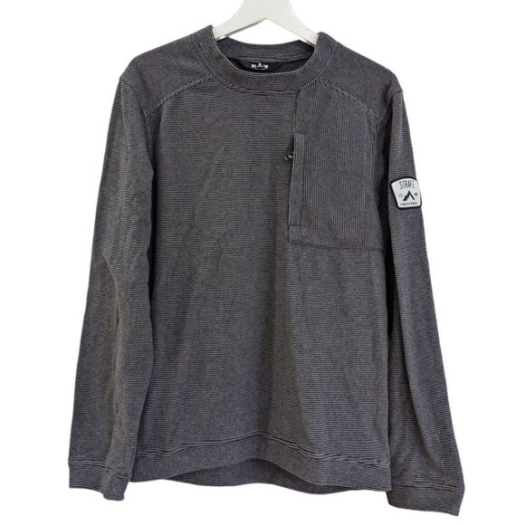 Strafe Tech Crew Fleece Grey & Black Stripes Long Sleeve Sweatshirt Mens Size S - Picture 5 of 14